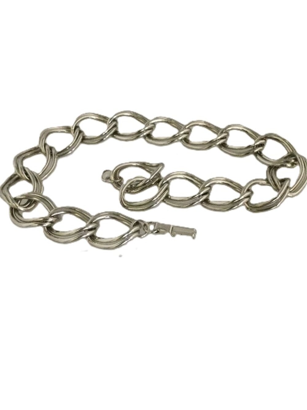 Vintage Silver Chunky Chain Choker Necklace Heavy Double Link 16 In